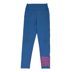 AB Addison Bay Everyday Blue W/Pink Stripe Leggings Activewear Womens Size Large